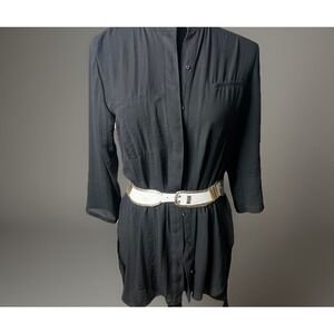 Jose Cotel Paris France Vtg Belt‎ Silver Gold Links White Leather